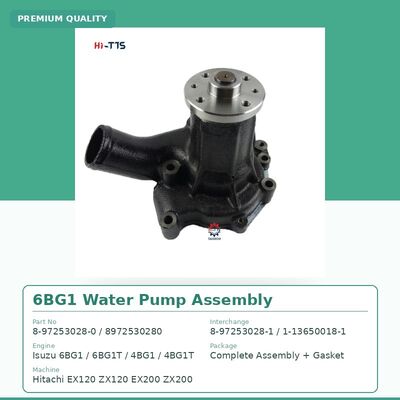 6BG1 Isuzu Motor Water Pump Assembly 8-97253028-0 8972530280 Thay thế cho máy đào Hitachi EX200 ZX200 EX120 ZX120